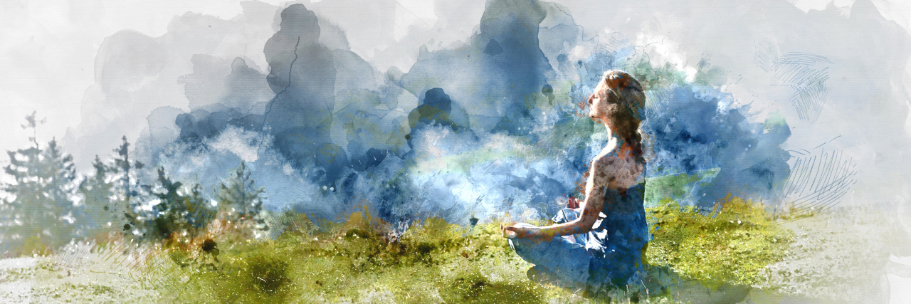 The Promises I Made That Will Help Me Put My Health First This Year Young woman practice yoga. Digital watercolor painting