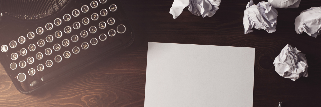 Hi There, Newly Diagnosed Chronic Illness Warrior A typewriter, pen, and paper.