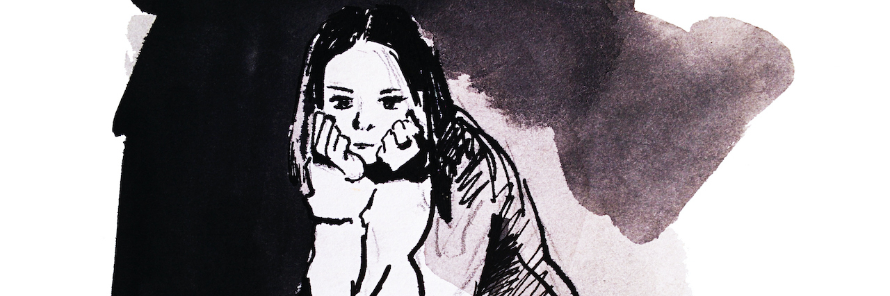 15 'Embarrassing' Symptoms of Ehlers-Danlos Syndrome Black and white watercolor of young woman with hands on her chin