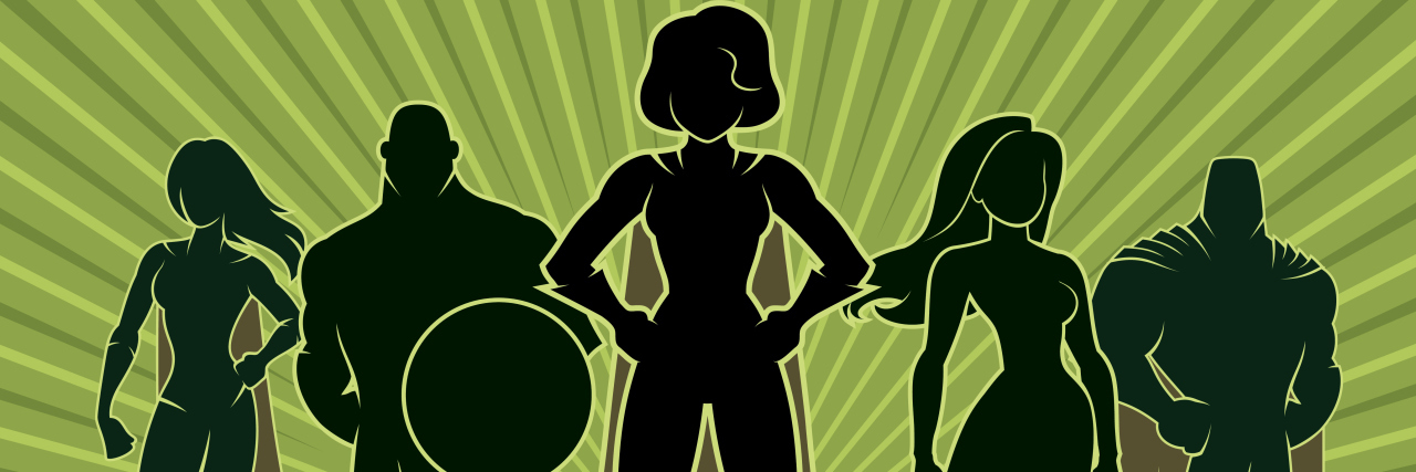 Neurodivergency Is a Superpower Team of superheroes -- cartoon drawing.