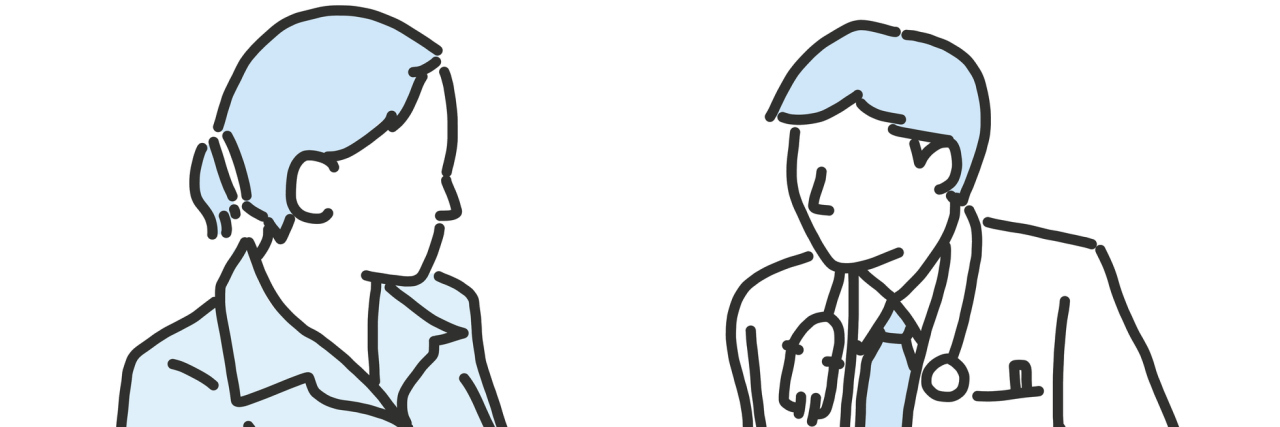 When You Have to Tell a Doctor They're Wrong A sketch of a doctor and patient talking.