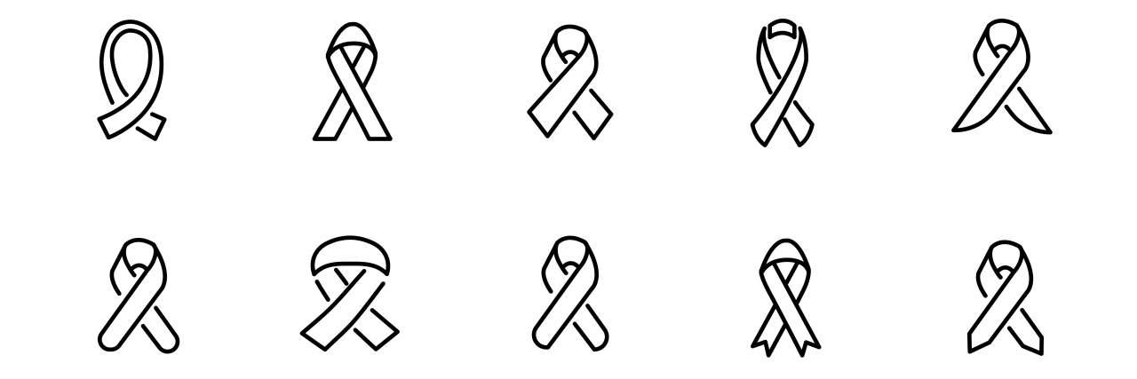 Rethinking Cancer Awareness Modern outline style HIV icons collection.