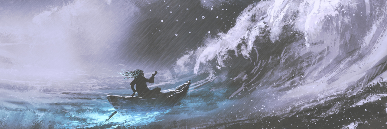 How I Wish My BPD Diagnosis Had Been Handled person in a boat rowing into rough waves