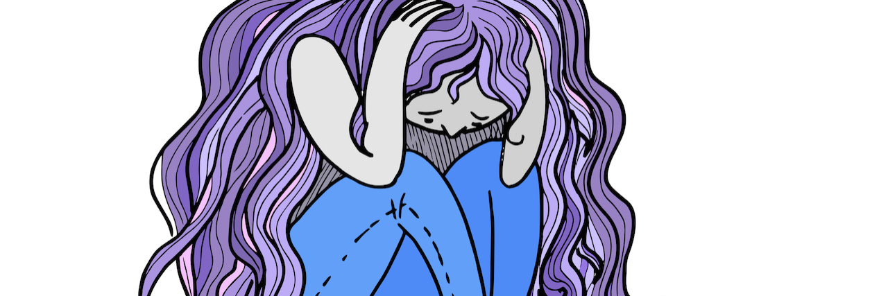 Being Your Own Advocate in a Broken Mental Healthcare System Sad woman with long hair, cartoon
