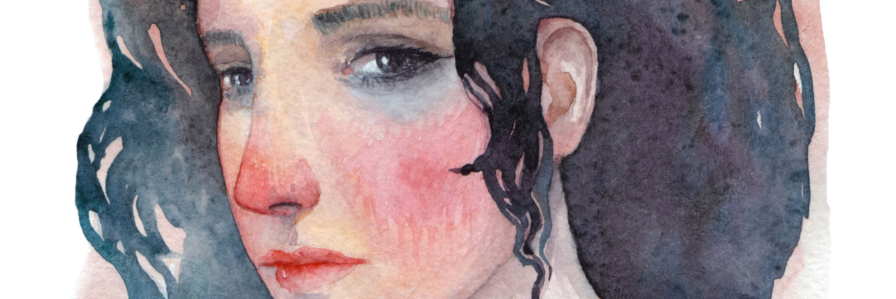 What 'I'm Tired' Means With Multiple Chronic Illnesses illustration of a woman with brown and blue hair looking sad