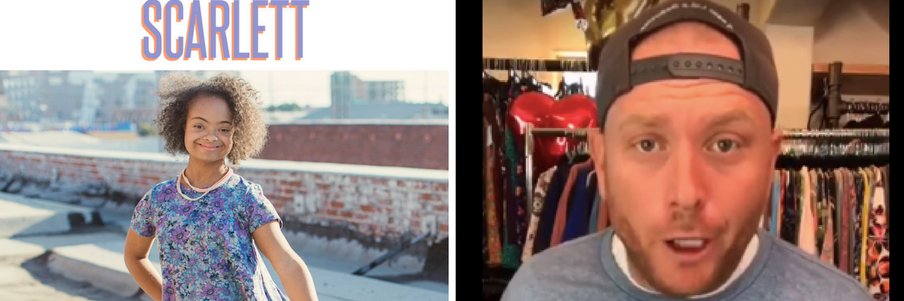 LuLaRoe NDSS End Partnership After Consultant Mocks Disabled People Two images, first little girl with Down syndrome wearing Scarlett dress second is Robert during live video mocking people with disabilities.