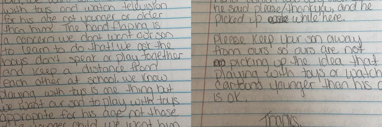 Mom of Child With Disabilities Receives Note to 'Keep Son Away'