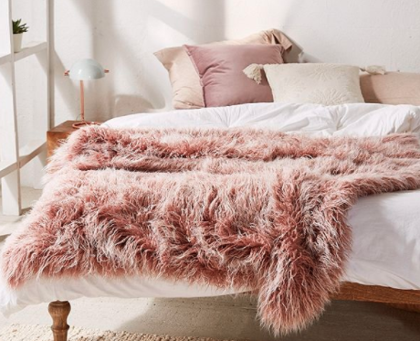 pink faux fur throw blanket