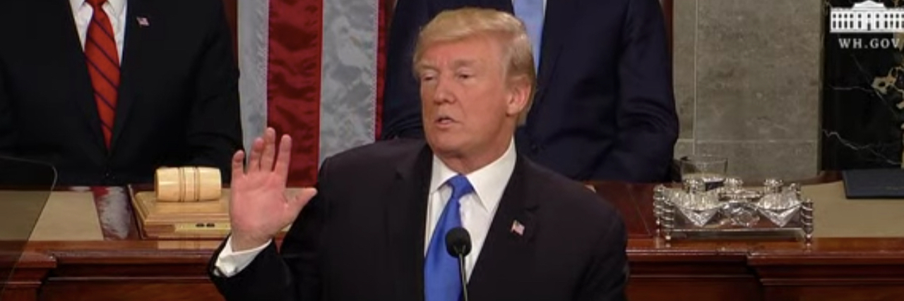 Trump speaking during his State of the Union address.