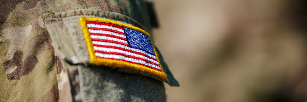 American flag on the shoulder of a army uniform
