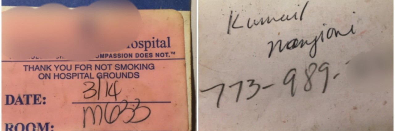 kumail nanjiani's photos of hospital badge and phone number