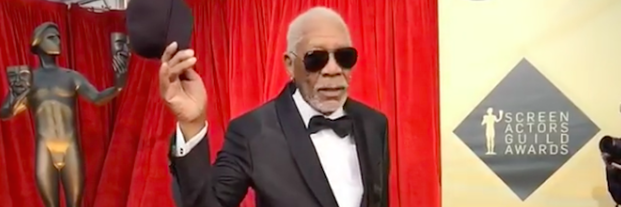 Why Morgan Freeman Wore One Glove to the SAG Awards morgan freeman at the sag awards