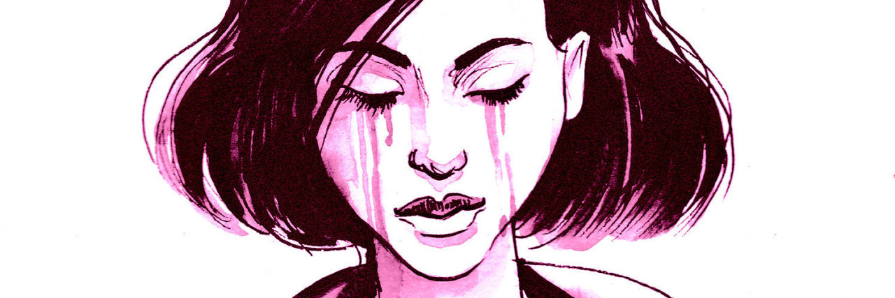 Things People Don't Understand About Having Depression and Anxiety Ink sketch of a crying girl reading a letter