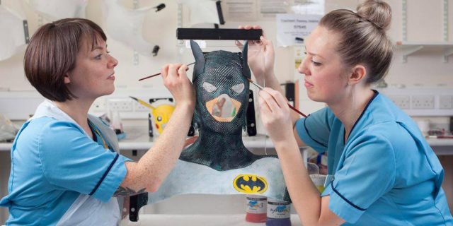 radiotherapy masks getting painted