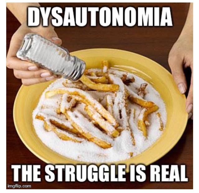 dysautonomia - the struggle is real. photo of french fries buried in salt