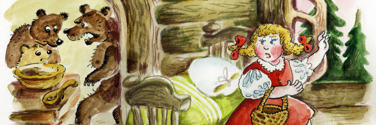 The Tips I've Learned From Goldilocks That I Apply to My Chronic Pain An illustration of Goldilocks running away from the three bears.