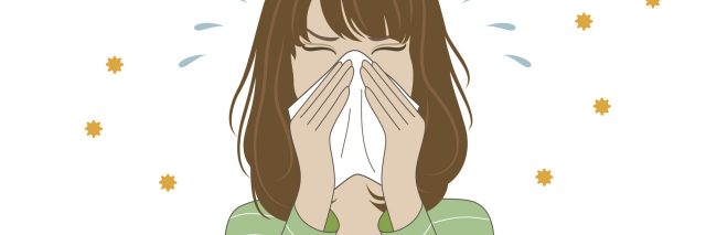 illustration of a woman blowing her nose