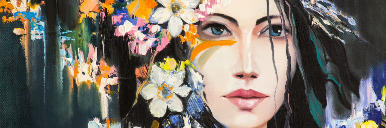 I'm Sorry Anxiety Keeps Me From Telling You How Much You Mean to Me Fantasy portrait of Dryad with flowers. Original oil painting