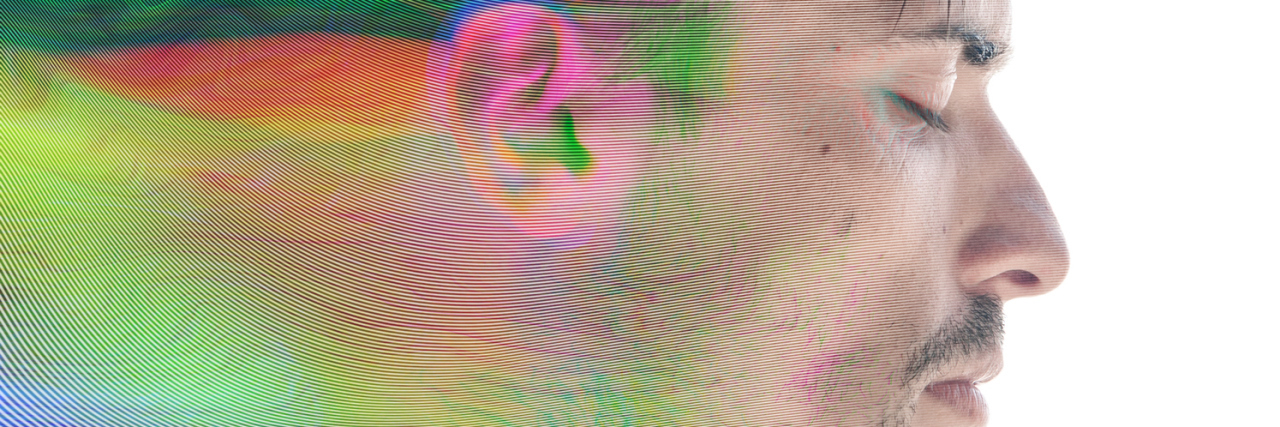 What Would Happen If You Could Really See My Depression? Glitched portrait of a man