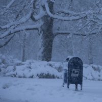 Postal Mailbox in snowstorm