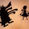 Little Red Riding Hood and the Big Bad Wolf shadow puppets.
