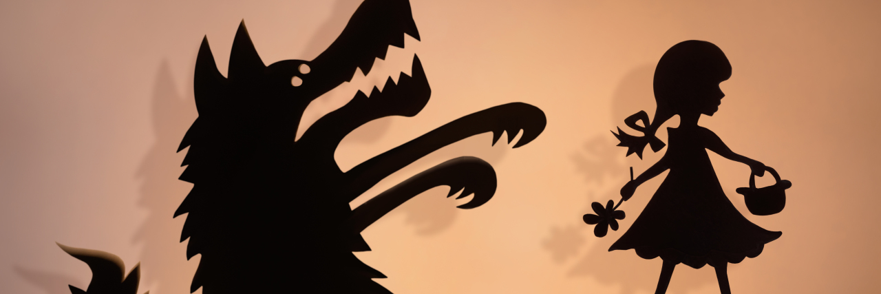 Because of Cerebral Palsy Little Red Riding Hood and the Big Bad Wolf shadow puppets.