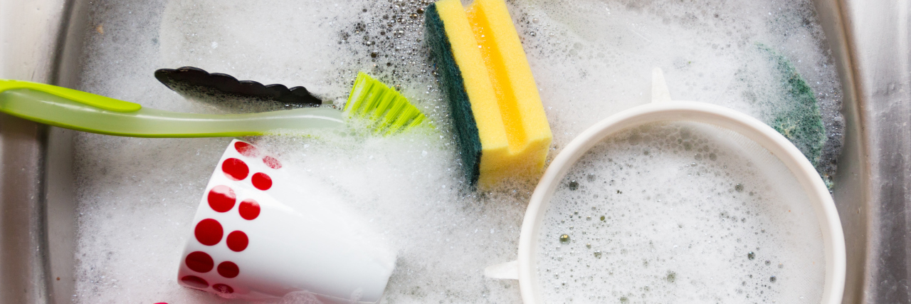Doing Chores With ADHD/ADD Washing dishes in sink.