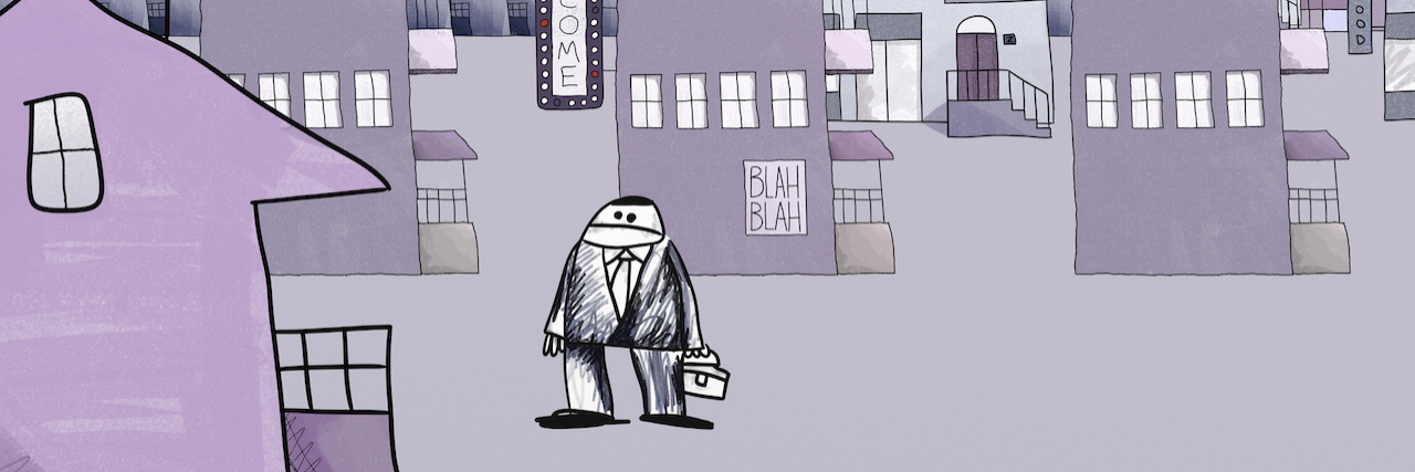 A Day in the Life of a Man With Depression An illustration of a man in a city