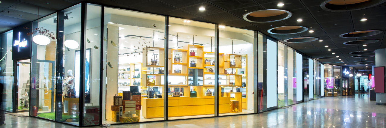 Tips for Sale Shopping in a Wheelchair Storefront in shopping mall.