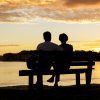 Couple watching a beautiful sunset together.