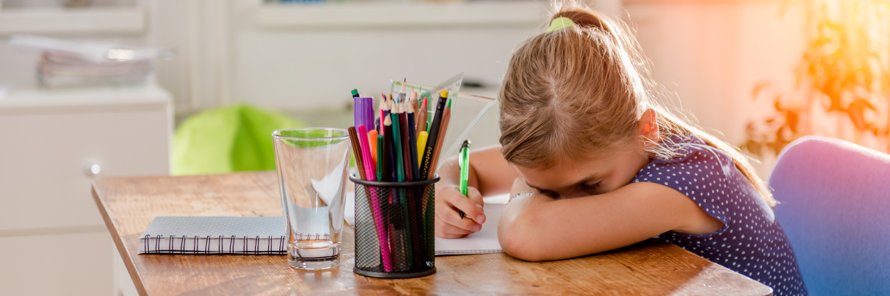 My Childhood With Undiagnosed Nonverbal Learning Disability Girl struggling with her homework.