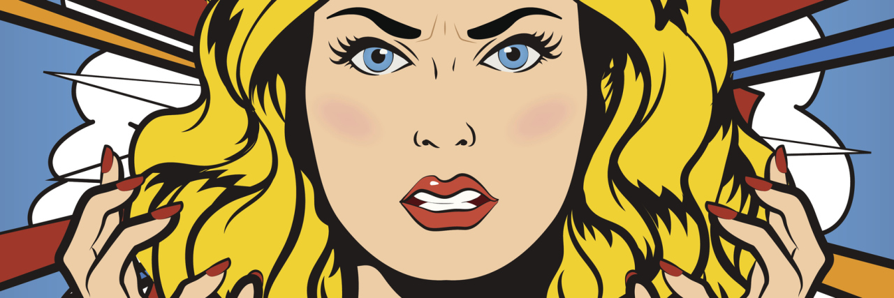 illustration of a blonde woman looking angry