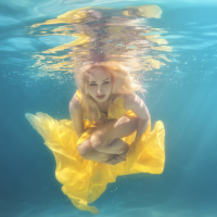 Woman underwater.