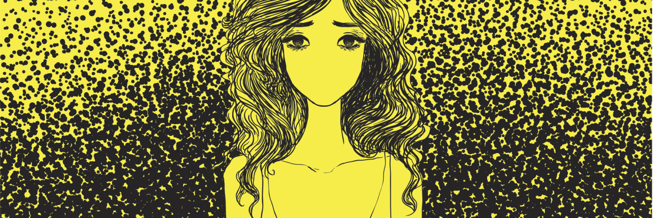 What to Know About Anorexia Recovery From Someone Going Through It illustration of woman without mouth sitting at table with mostly empty plate