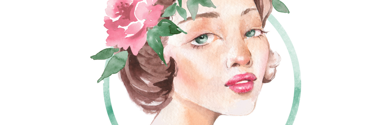 The Importance of Kind Words for Someone With Chronic Illness illustration of a woman with pink flowers in her hair