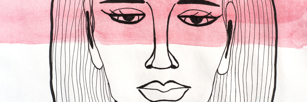 Why Mental Illness Sometimes Makes Me a Bad Friend Woman with a red stripe over her face