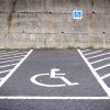 Parking lot with disabled parking.