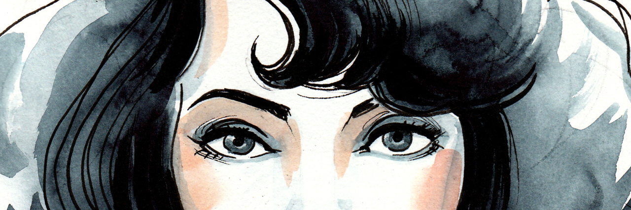 Learning to Advocate for Myself and My Health With Gastroparesis watercolor illustration of a woman with short dark wavy hair