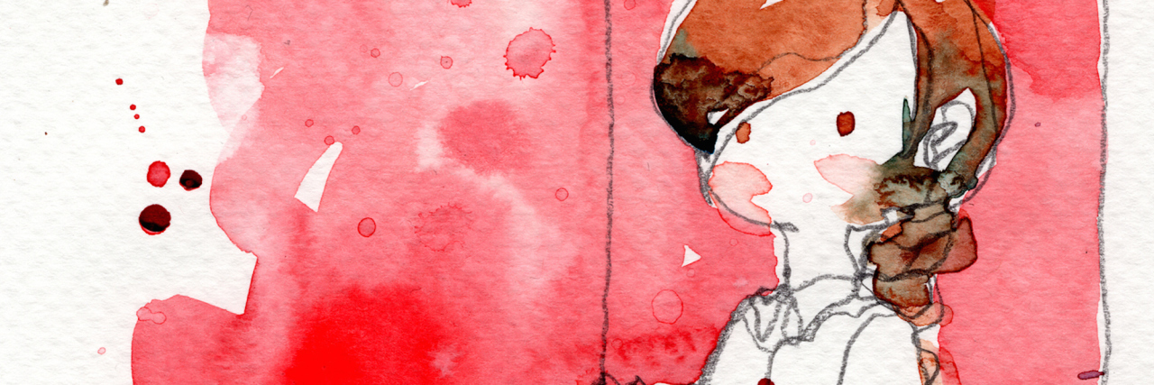 Letting Go of Emotionally Abusive Parents watercolor painting illustration set of couple with red heart balloon, hand drawn on paper