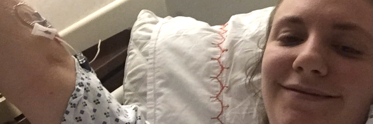 Photo of Lena Dunham in the hospital.