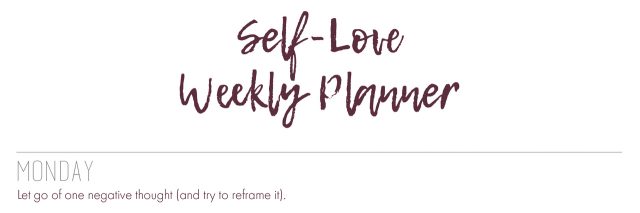 Image that says "self-love weekly planner"