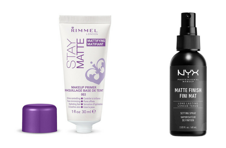 rimmel stay matte makeup primer and NYX matte setting spray