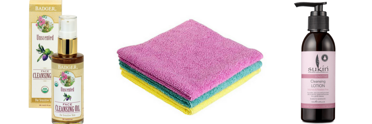 27 Brands of Face Wash to Use If You Have Sensitive Skin badger balm face wash, norwex microfiber cloths and sukin cleansing lotion