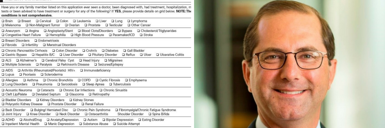 Blue Cross of Idaho Wants to Sell Non-ACA Compliant Insurance Plans Pre-existing conditions questions and Alex Azar