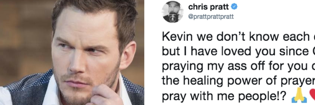 chris pratt and his tweet about praying for kevin smith