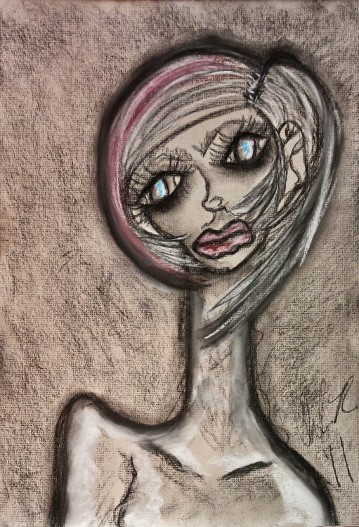 expressionistic drawing of woman