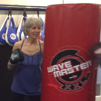 Jean Mellano at Rock Steady boxing.