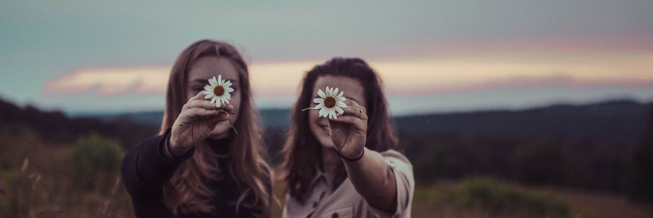 girls with flowers