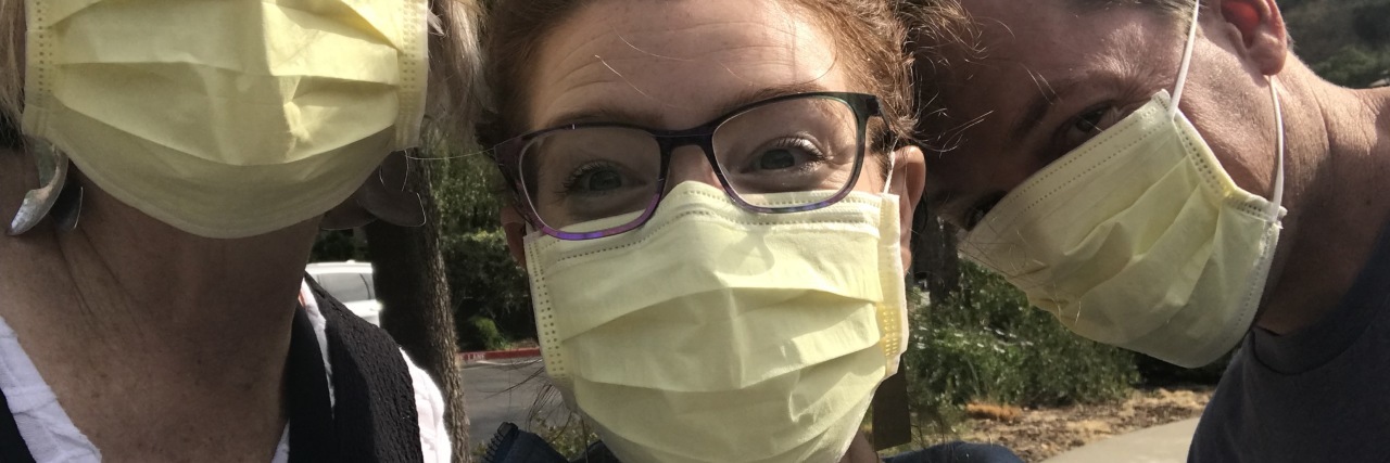What I've Learned About Body Image Since My Double Mastectomy three people with hospital masks on