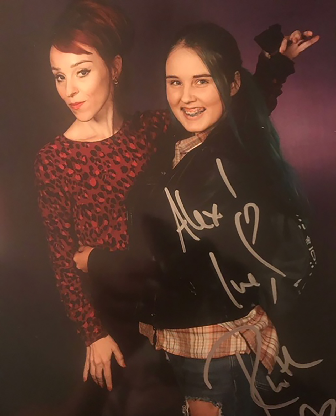 young woman with supernatural actor Ruth Connell who plays witch Rowena MacLeod at fan convention